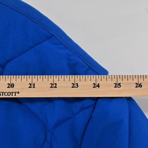 ZARA Jacket Womens Size M Cobalt Blue Quilted Oversized Collarless Utility Retro - Picture 12 of 13